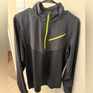 Nike Men's Dark Gray/Black Running zip up with Neon Yellow Accents